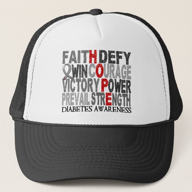 Hope Word Collage Diabetes Trucker Hat (Front)