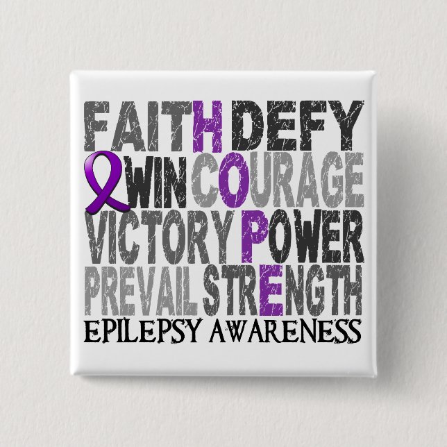 Hope Word Collage Epilepsy 15 Cm Square Badge (Front)