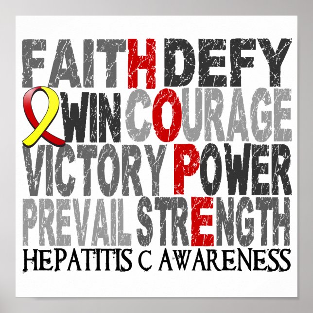 Hope Word Collage Hepatitis C Poster (Front)