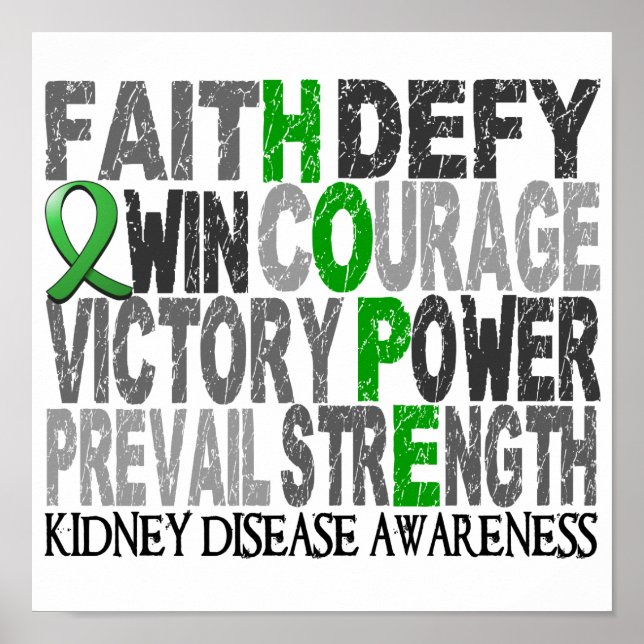 Hope Word Collage Kidney Disease Poster (Front)