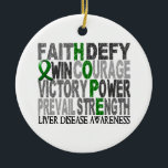 Hope Word Collage Liver Disease Ceramic Ornament<br><div class="desc">To see this design for additional causes as well as the complete Awareness Gift Boutique Collection of exclusive Liver Disease designs, please visit our Liver Disease Section at Colour a emerald green path of Hope while sharing the important message of Liver Disease awareness with our Hope collage t-shirts, gifts, and...</div>