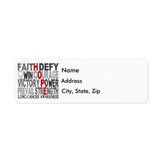 Hope Word Collage Lung Cancer Return Address Label