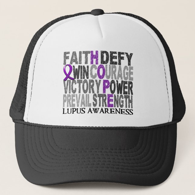 Hope Word Collage Lupus Trucker Hat (Front)