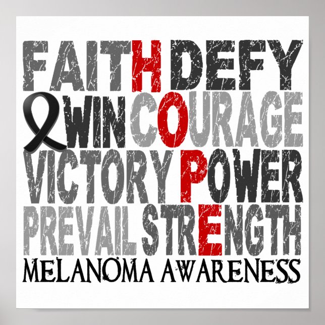 Hope Word Collage Melanoma Poster (Front)