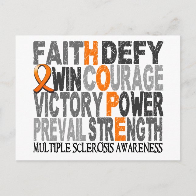 Hope Word Collage Multiple Sclerosis Postcard (Front)