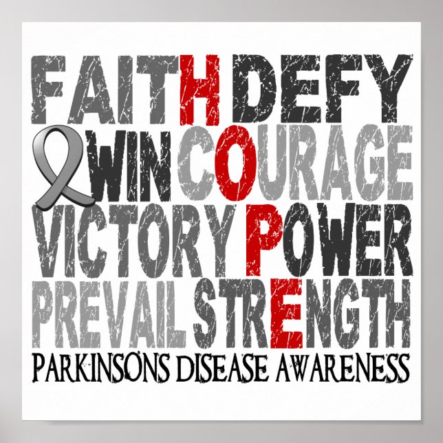 Hope Word Collage Parkinson's Disease Poster (Front)