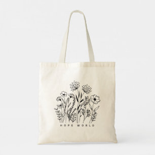 Hope World Floral Art nature inspired totebag Tote Bag