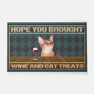 Hope You Brought, Wine And Cat Treats Doormat