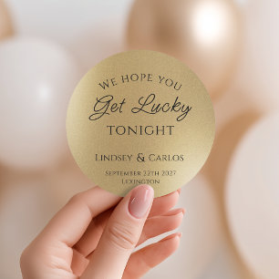 Hope You Get Lucky Wedding Lottery Gold Classic Round Sticker
