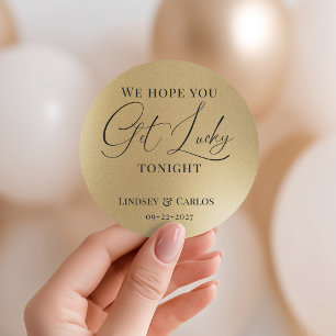 Hope You Get Lucky Wedding Lottery Gold Classic Round Sticker