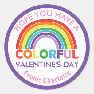 Hope You Have a Colourful Valentine's Day Rainbow Classic Round Sticker