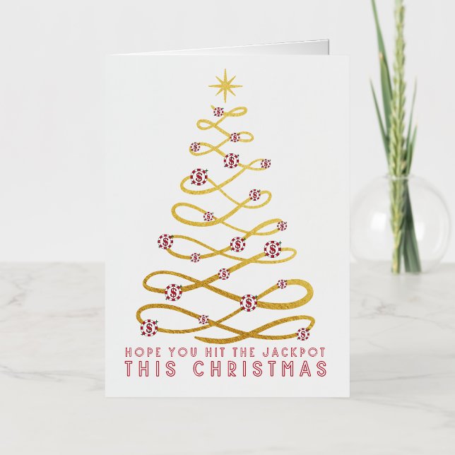 Hope You Win the Jackpot Red & Gold Christmas Card (Front)