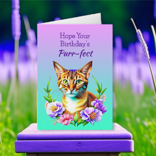 Hope Your Birthday is Purr-fect   Cat Pun Card