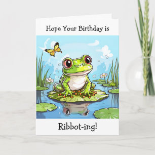 Hope your Birthday is Ribbot-ing Funny Frog Puns Card