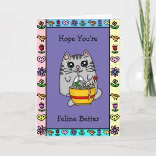 Hope You're Feline Better   Cat Pun Card