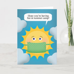 Hope You're Having Fun Summer Camp Sun Face Mask Holiday Card
