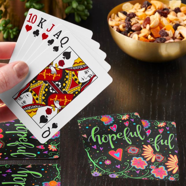 Hopeful Pretty Floral Fun Cheerful Inspirivity Playing Cards (Creator Uploaded)