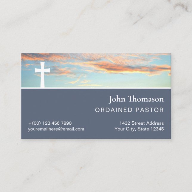 Hopeful Sunrise White Cross Clergy One Sided Business Card (Front)