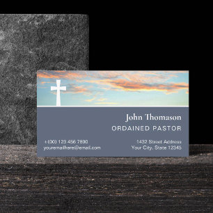Hopeful Sunrise White Cross Clergy One Sided Business Card