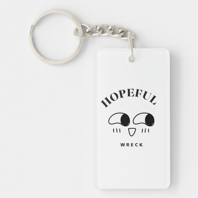 Hopeful Wreck Minimalist Typography Design Key Ring (Front)