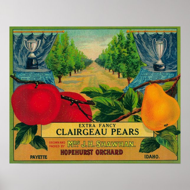 Hopehurst Pear Crate LabelPayette, ID Poster (Front)