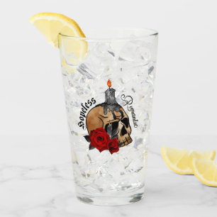 Hopeless Romantic – Gothic Skull, Red Rose Glass