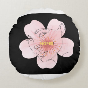 HOPES! – portrait floral minimal Round Cushion