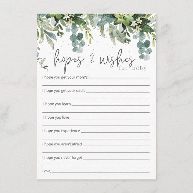 Hopes & Wishes for Baby Baby Shower Insert (Front)