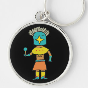 Hopi Doll Blue Star Kachina Key Ring