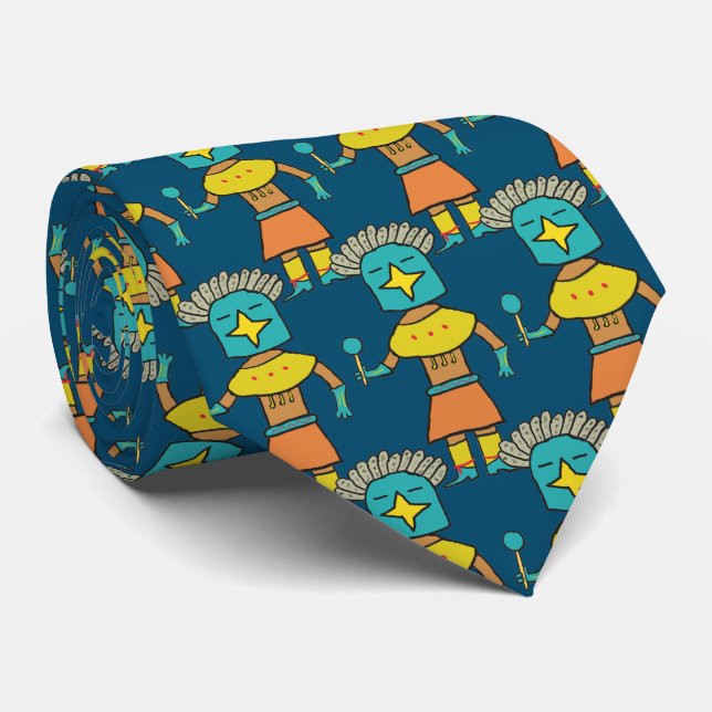 Hopi Doll Blue Star Kachina Tie (Rolled)