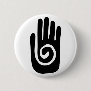Hopi Hand symbol heal spiral palm native american  6 Cm Round Badge