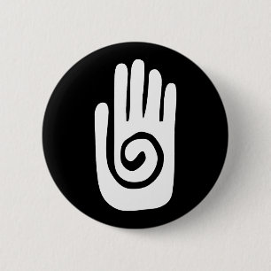 Hopi Hand symbol heal spiral palm native american 6 Cm Round Badge