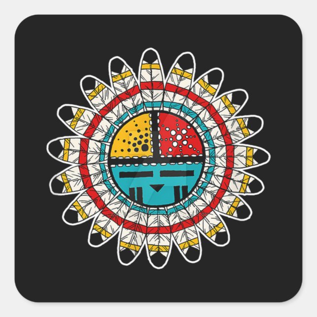 Hopi Kachina Native American Square Sticker (Front)
