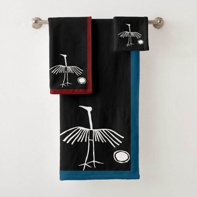 Hopi Prehistoric Thunderbird Cave Drawing Bath Towel Set (Insitu)