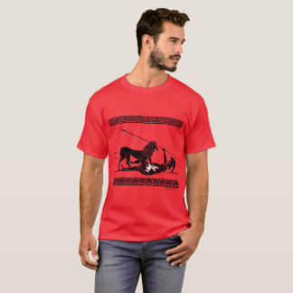 Hoplit and Lion (black on red) T-Shirt