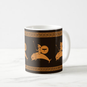 Hoplites riding Dolphins ancient Greek pottery art Coffee Mug