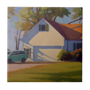 Hopperesque Painting of Missouri Home Ceramic Tile