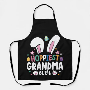 Hoppiest Grandma Ever Mum Family Easter Bunny Eggs Apron