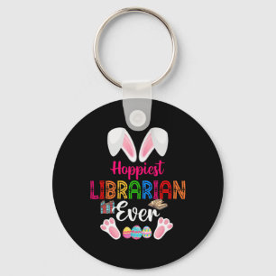 Hoppiest Librarian Ever Costume Bunny Easter Choco Key Ring