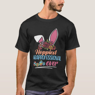Hoppiest Paraprofessional Ever Bunny Ear Red Plaid T-Shirt