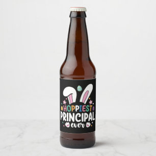 Hoppiest Principal Ever School Easter Bunny Eggs Beer Bottle Label