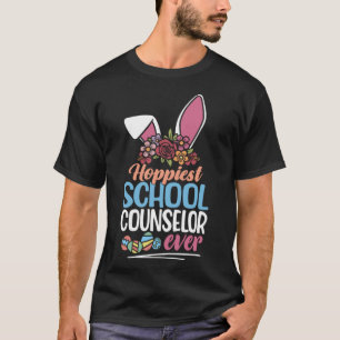 Hoppiest School Counsellor Ever Bunny Ear Red Plai T-Shirt