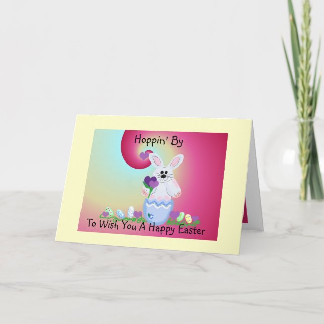 Hoppin' By To Wish You A Happy Ea... Holiday Card (Front)