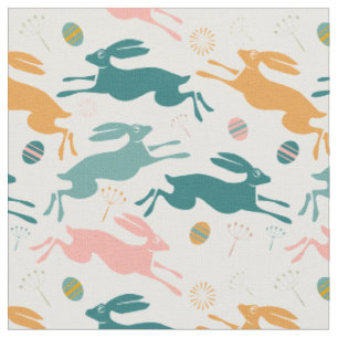 Hopping Easter Bunny Pattern Fabric