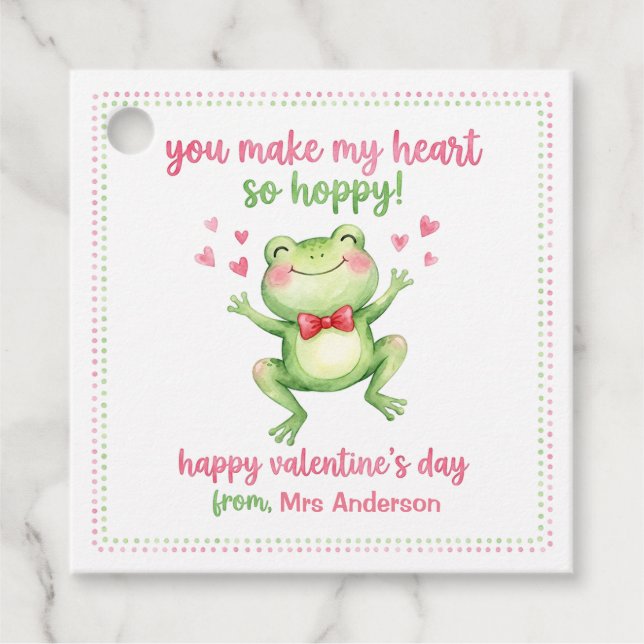Hopping Frog Valentine's Teacher Student Gift Tag (Front)