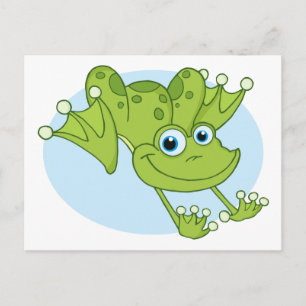 HOPPING HAPPY GREEN CARTOON FROG CUTE TRAVELING POSTCARD