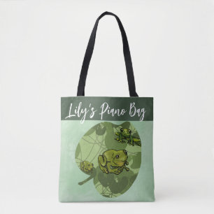 Hopping off to practice Frog and Lily Pad Tote Bag