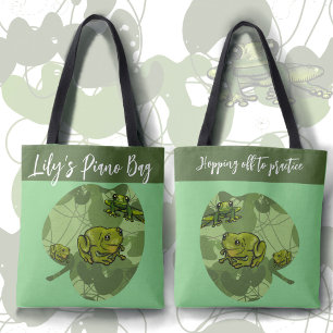 Hopping off to practice Frog and Lily Pad Tote Bag