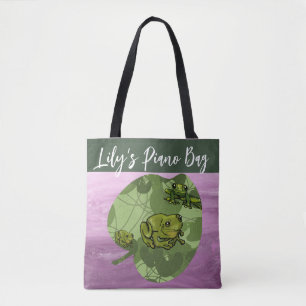 Hopping off to practice Frog and Lily Pad Tote Bag