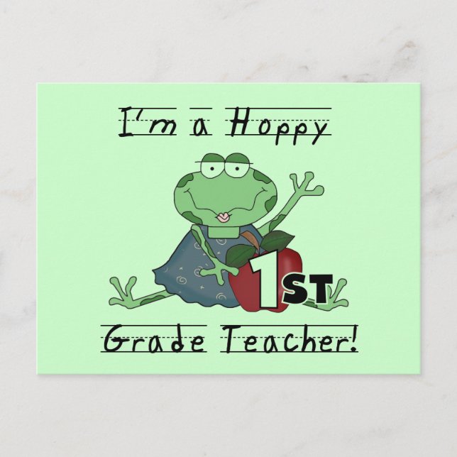 Hoppy 1st Grade Teacher Tshirts and Gifts Postcard (Front)